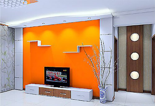 客厅颜色 银蓝+敦煌橙=现代+传统