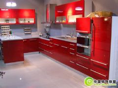 高清红色橱柜效果图现代风格厨房装修图片