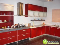 红色现代整体组合橱柜现代风格厨房装修图片