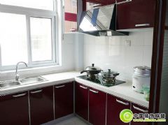 深红色的整体橱柜效果图片现代厨房装修图片