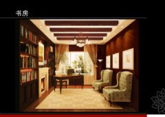 中式别墅装修案例2中式书房装修图片