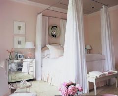 淡粉色温馨的公主房美式卧室装修图片