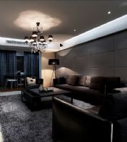 大气沉稳男性客厅设计“暗黑真金”男人的住宅欧式客厅装修图片