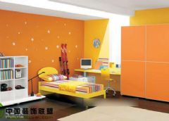 橙色的家,暖洋洋的好想吃 - 卧室现代儿童房装修图片