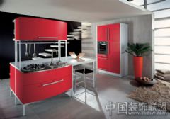 红色系厨房设计欣赏简约厨房装修图片