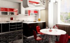 红色系厨房设计欣赏现代厨房装修图片