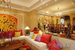 摩洛哥样板房 具有浓郁色彩的民族风地中海风格客厅装修图片