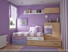 紫色与粉红搭配设计 营造温馨气氛的公主房现代儿童房装修图片