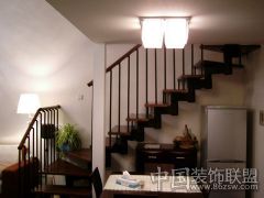 褐色调复式家居中式风格过道装修图片