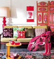 花红柳绿的温馨果色居室风格混搭风格客厅装修图片