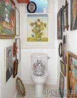 照片装饰墙让家充满艺术气息混搭风格卫生间装修图片