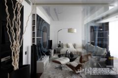 莫斯科时尚公寓 尽显黑白潮流经典现代客厅装修图片