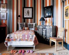 多彩墙面设计 营造艳丽家居生活现代卧室装修图片