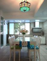 魅力蓝色家居 开放式厨房设计地中海风格餐厅装修图片