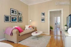 浅褐色与纯白搭配出简洁时尚公寓简约客厅装修图片