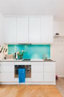 女生小公寓的蓝色点缀简约厨房装修图片