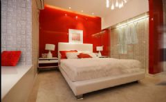红色艳丽演绎完美婚房现代卧室装修图片