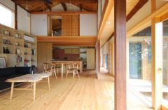 日本木质与玻璃结构度假屋简约餐厅装修图片