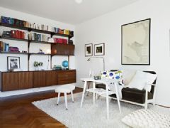 54平米纯白色复古公寓简约客厅装修图片