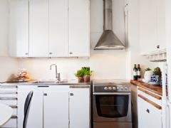 54平米纯白色复古公寓简约厨房装修图片