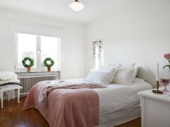 54平米纯白色复古公寓简约卧室装修图片