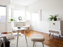 54平米纯白色复古公寓简约客厅装修图片