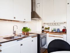 54平米纯白色复古公寓简约厨房装修图片
