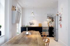 瑞典斯德哥尔摩78平客租公寓简约餐厅装修图片