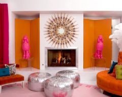 芭比控的粉色公寓混搭过道装修图片