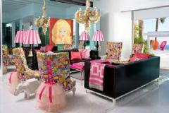芭比控的粉色公寓混搭客厅装修图片