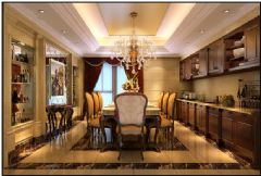天津430平美式风格别墅美式餐厅装修图片