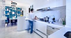 90平米淡蓝色小户型现代厨房装修图片