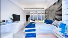 90平米淡蓝色小户型现代卧室装修图片
