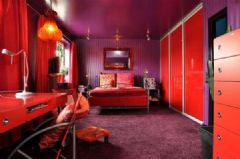 充满张力的红色公寓混搭卧室装修图片