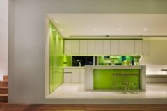 70平米白绿搭配清新别墅现代厨房装修图片