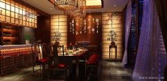 中式禅意别墅样板房中式餐厅装修图片