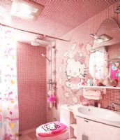 凯蒂猫主题的粉色世界现代卫生间装修图片