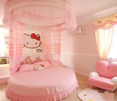 凯蒂猫主题的粉色世界现代卧室装修图片