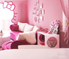 凯蒂猫主题的粉色世界现代客厅装修图片