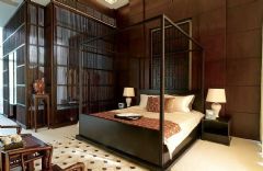 清江上城中式卧室装修图片
