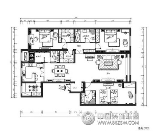 中泰花园 -四居室-190平米-装修设计