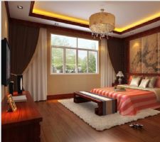 振宇国际港湾中式卧室装修图片