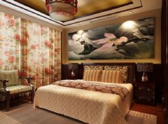 南海风情海岸样板房中式卧室装修图片