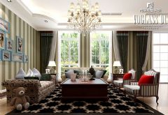 招商雍景湾 美式风格案例美式客厅装修图片