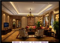 雅居乐峰南美式客厅装修图片
