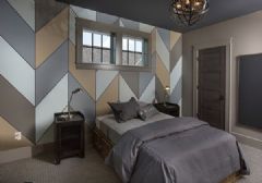 木制条纹墙面突显层次的手工艺美式公寓卧室装修图片