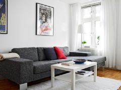 大爱灰白北欧公寓 低调色彩衬托高贵气质欧式客厅装修图片