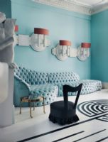 优雅个性水蓝色 个性有格调的空间现代客厅装修图片
