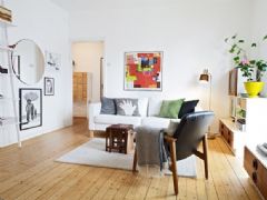 北欧风格木质地板设计的小清新客厅欣赏欧式客厅装修图片