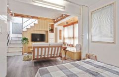70平米原木风小户型 精致楼顶花园设计卧室装修图片
